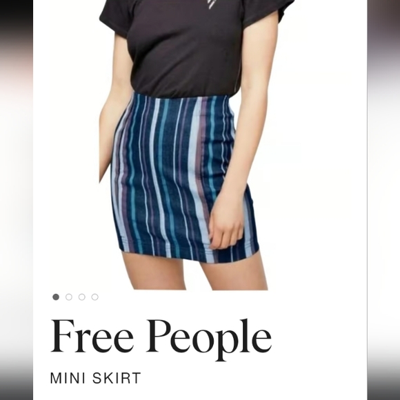 Free People- Multi-colored Striped Jean Mini Skirt-2 - Picture 1 of 6